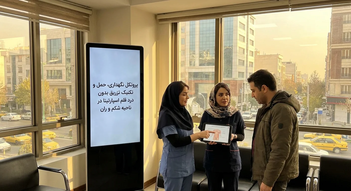 پروتکل نگهداری، حمل و تکنیک تزریق بدون درد قلم اسپارتینا در ناحیه شکم و ران